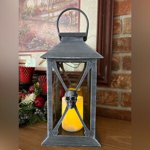 Skeleton Lantern with LED Candle -
13 Inch, Waterproof, Battery
Operated Solar